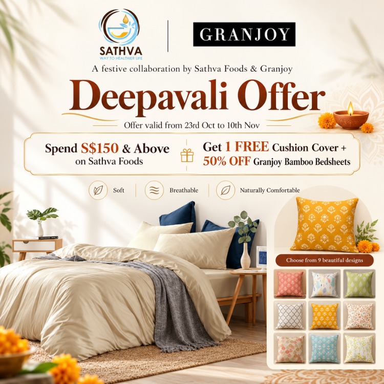 Spend S$150 & Above - Get 1 FREE Cushion Cover + 50% OFF Granjoy Bamboo Bedsheets