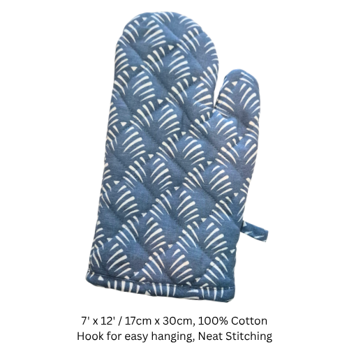 Indigo Whirl Oven Mitts – 100% Cotton Heat Resistant Kitchen Gloves