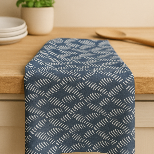 Indigo Whirl Tea Towel – 100% Cotton, Soft, Absorbent & Quick-Dry Kitchen Essential
