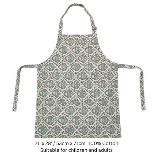 Sage Royale Apron - 100% Cotton Adjustable Hook, Front Pocket